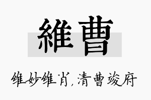 维曹名字的寓意及含义