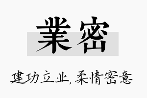 业密名字的寓意及含义