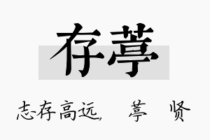 存葶名字的寓意及含义