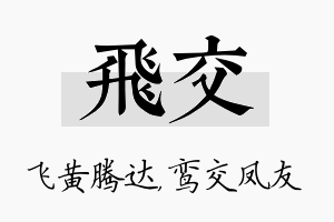 飞交名字的寓意及含义