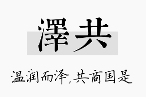 泽共名字的寓意及含义