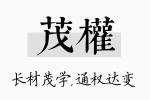 茂权名字的寓意及含义