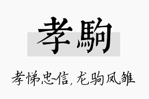 孝驹名字的寓意及含义