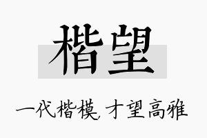 楷望名字的寓意及含义