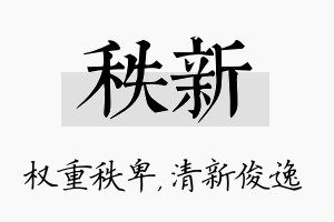 秩新名字的寓意及含义