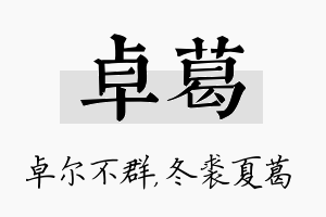 卓葛名字的寓意及含义