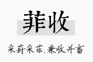 菲收名字的寓意及含义