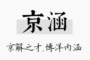 京涵名字的寓意及含义