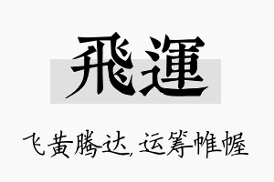 飞运名字的寓意及含义