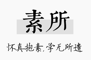 素所名字的寓意及含义