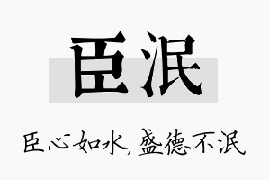 臣泯名字的寓意及含义