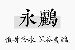 永鹂名字的寓意及含义