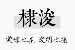 棣浚名字的寓意及含义