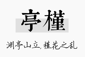 亭槿名字的寓意及含义