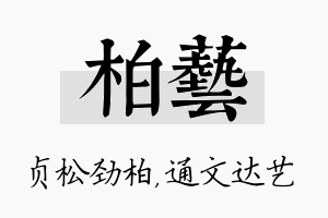 柏艺名字的寓意及含义