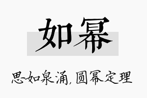 如幂名字的寓意及含义