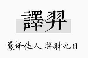 译羿名字的寓意及含义