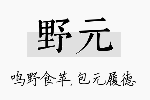 野元名字的寓意及含义