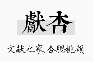 献杏名字的寓意及含义