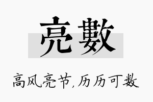 亮数名字的寓意及含义