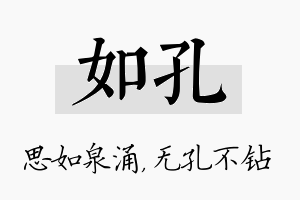 如孔名字的寓意及含义