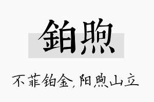 铂煦名字的寓意及含义