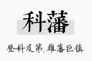 科藩名字的寓意及含义