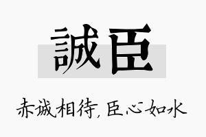 诚臣名字的寓意及含义