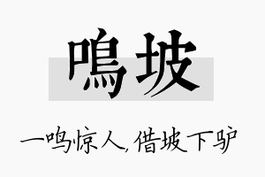 鸣坡名字的寓意及含义