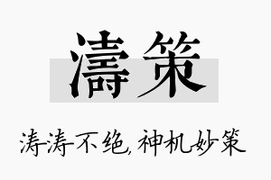 涛策名字的寓意及含义