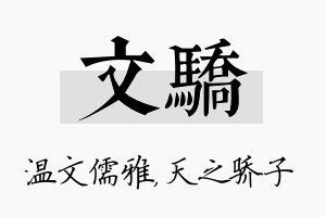 文骄名字的寓意及含义