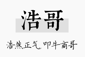 浩哥名字的寓意及含义