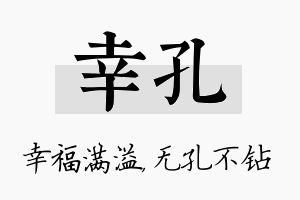 幸孔名字的寓意及含义