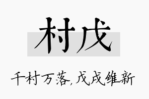 村戊名字的寓意及含义