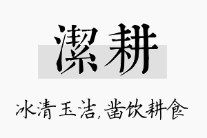 洁耕名字的寓意及含义