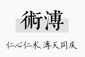 术溥名字的寓意及含义