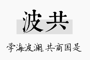 波共名字的寓意及含义