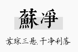 苏净名字的寓意及含义