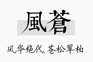 风苍名字的寓意及含义