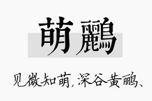 萌鹂名字的寓意及含义