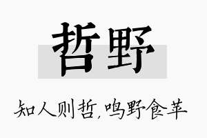 哲野名字的寓意及含义