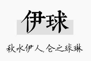 伊球名字的寓意及含义