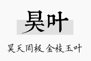 昊叶名字的寓意及含义