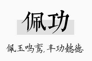 佩功名字的寓意及含义