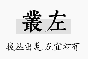 丛左名字的寓意及含义