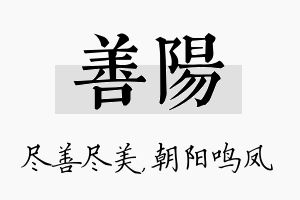 善阳名字的寓意及含义