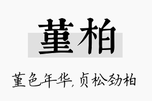 堇柏名字的寓意及含义