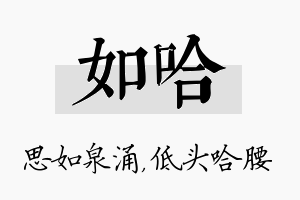 如哈名字的寓意及含义