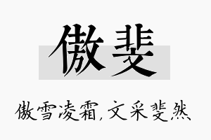 傲斐名字的寓意及含义