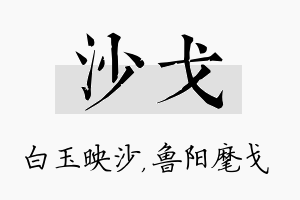 沙戈名字的寓意及含义